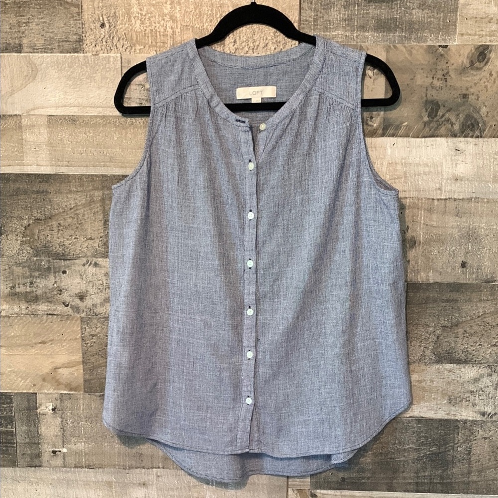 Loft Sleeveless Button Front Preppy Top - Picture 14 of 16
